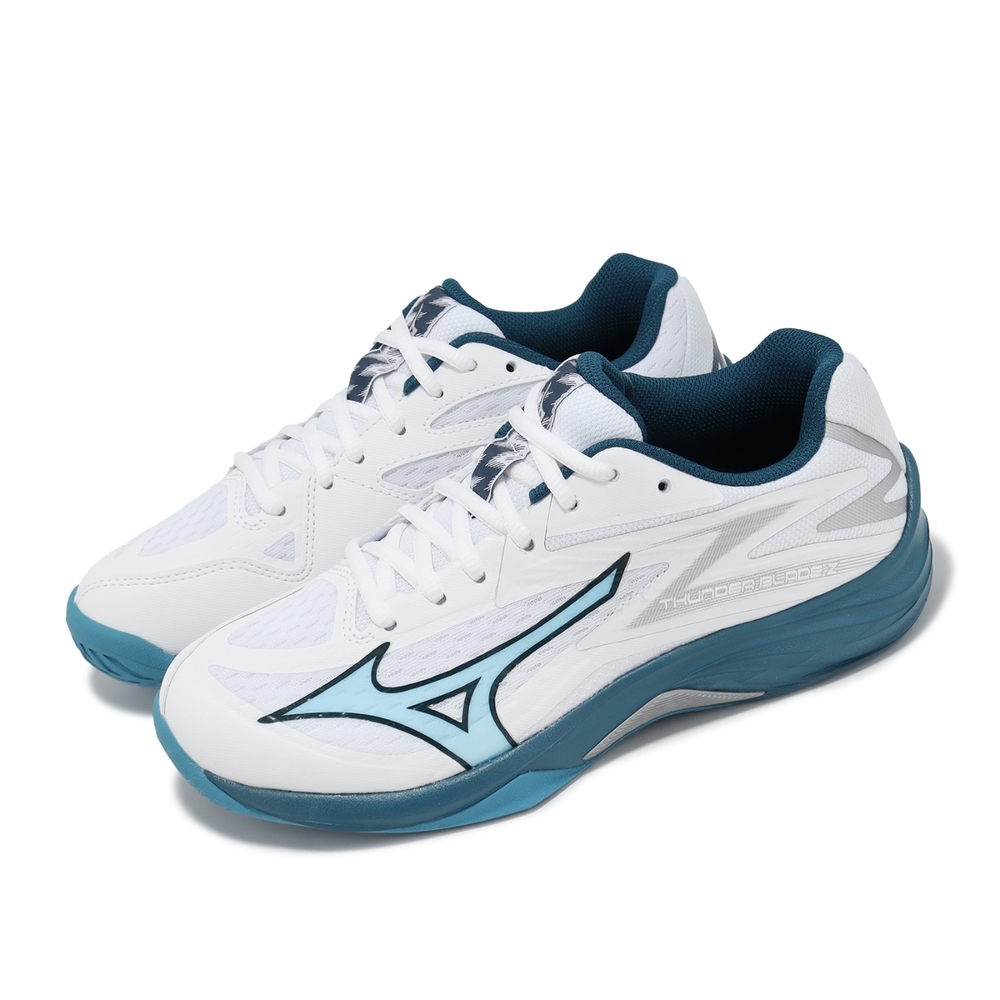 Mizuno 排球鞋Thunder Blade Z 男鞋女鞋白藍緩衝入門款羽排鞋室內運動