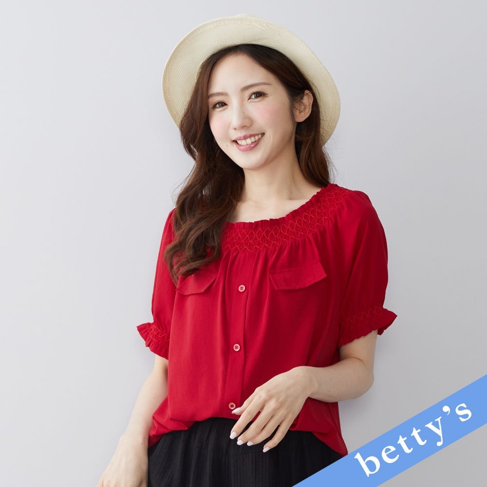 betty’s貝蒂思　露肩彈性領口上衣(紅色) (紅色)