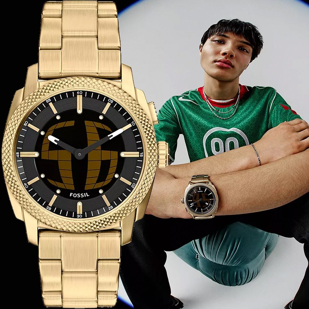 FOSSIL Machine Big Tic 限量復刻 雙顯示數位跳秒手錶 七夕浪漫購 送禮首選-金/41mm FS6157
