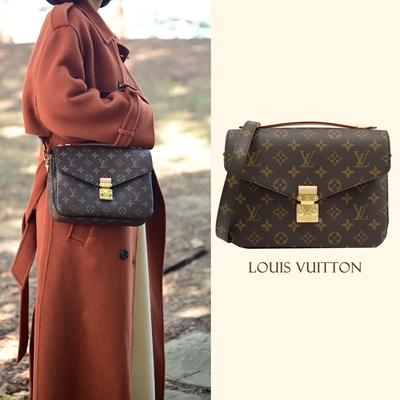 LOUIS VUITTON路易威登 LV M44875 METIS 質感素色金屬LOGO翻蓋肩/斜背鍊兩用包