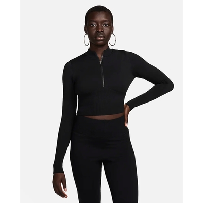 NIKE AS W NSW NK CHLL KNT SWTR QZ C 女長袖上衣-黑-FN4690010