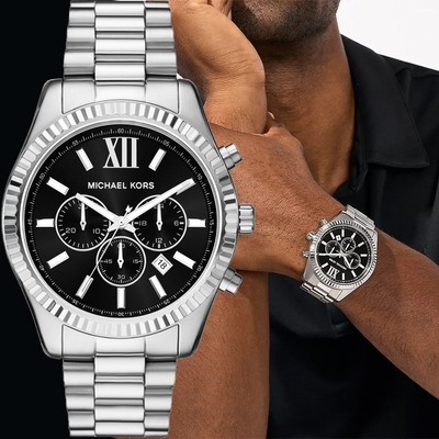 Michael Kors Lexington 三眼計時手錶 卡夾套組 寵愛媽媽 送禮推薦-44mm MK1091SET