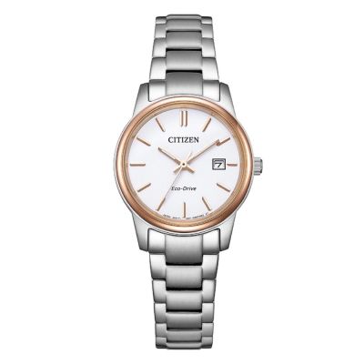 CITIZEN 星辰 光動能經典錶-白-女錶(EW2319-97A)27.5mm