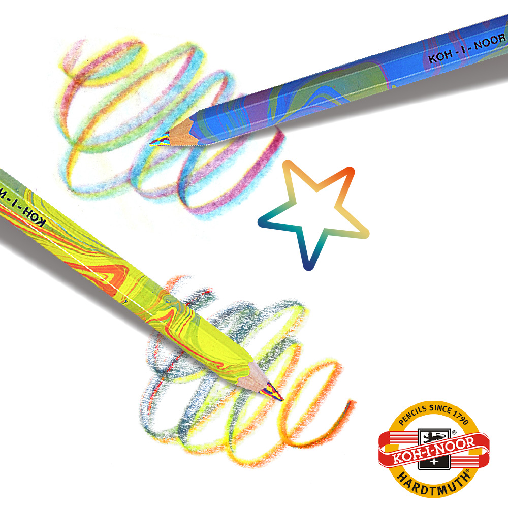 KOH-I-NOOR】六角彩虹魔術色鉛筆2支組捷克原裝進口美術畫具原木文具