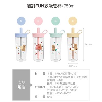 【樂扣樂扣】嚼對FUN飲吸管杯750ml / 呆萌町聯名款