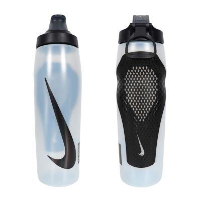 NIKE REFUEL BOTTLE瓶蓋擠壓水壺32OZ-登山 運動水壺 N100767012532 霧白黑