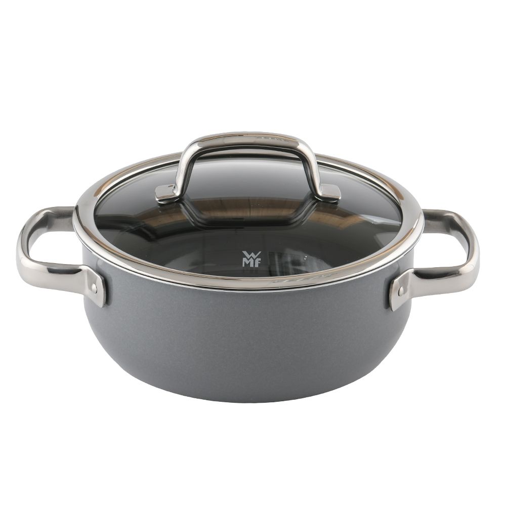 WMF FUSIONTEC 矮身燉鍋(含蓋) 20cm 2.4L 鉑灰色湯鍋(電磁爐IH爐可用
