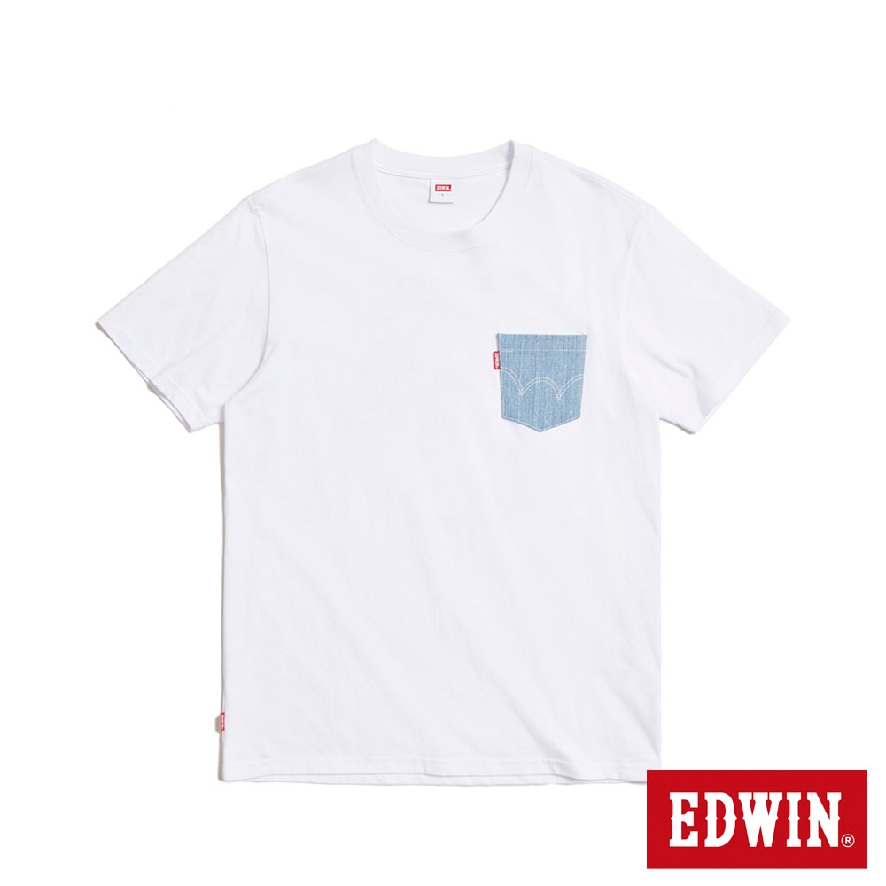 EDWIN 男裝 口袋牛仔製程短袖T恤-白色