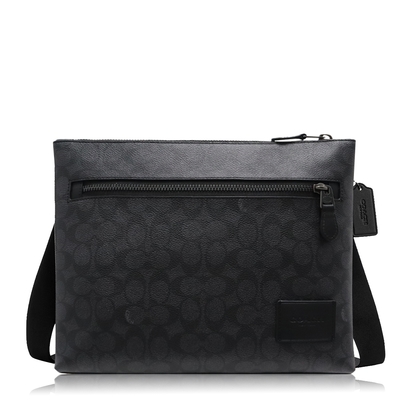 COACH 經典 PVC / 斜背包(中款/黑灰)