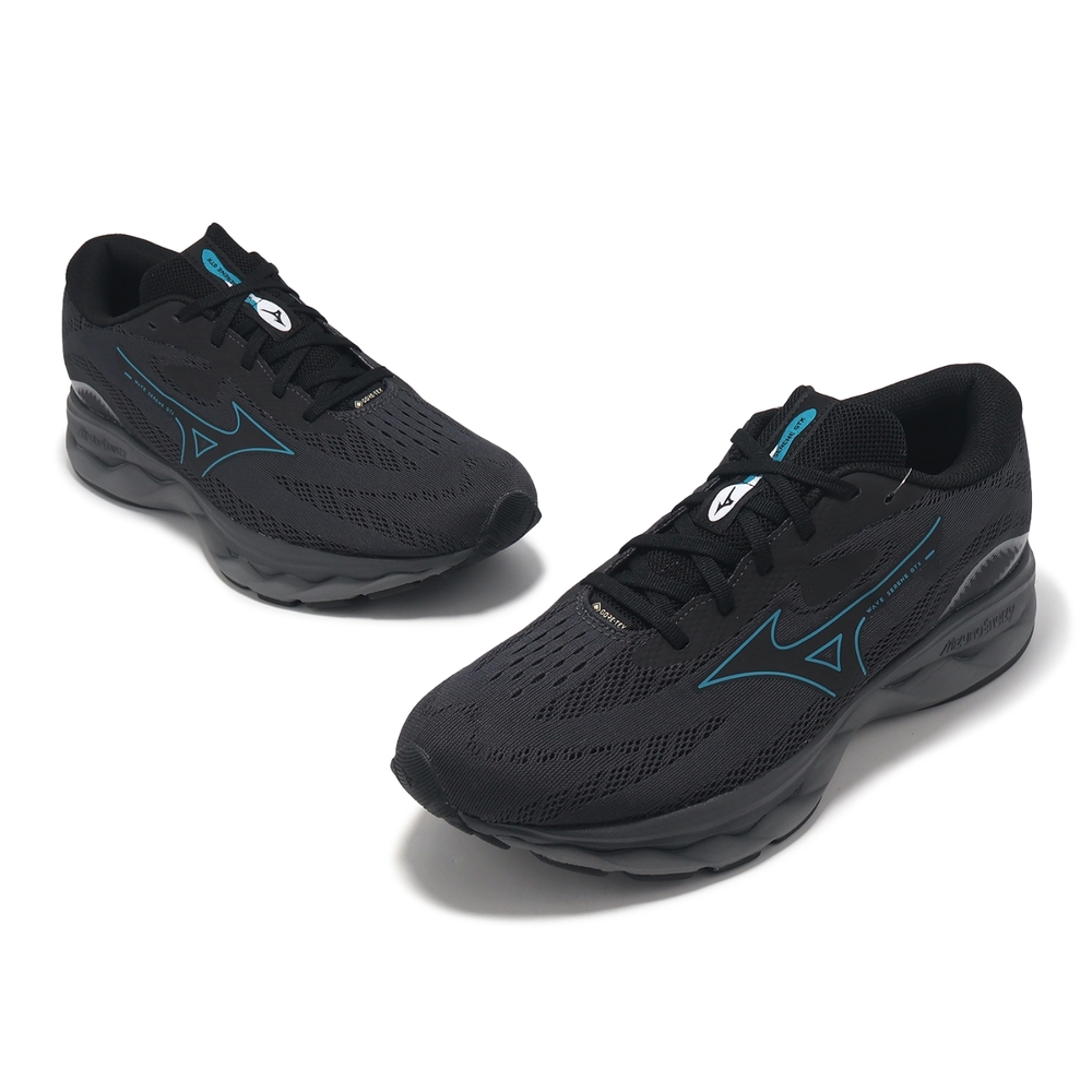 Mizuno 慢跑鞋Wave Serene GTX 男鞋黑防水緩衝全黑運動鞋美津濃