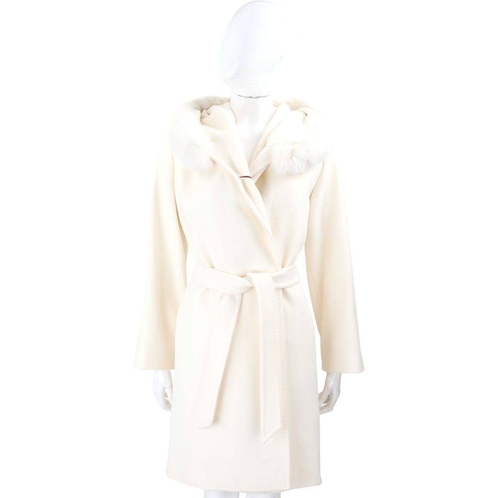 Max Mara MANGO GESSY 狐狸毛領羊毛大衣-多款可選 (純羊毛-白)