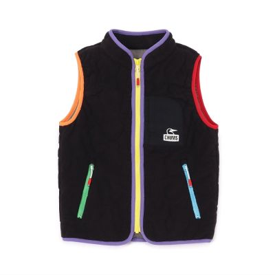 CHUMS Kids Booby Stitch Fleece Vest 中大童 刷毛背心 黑/彩虹 CH241071K094