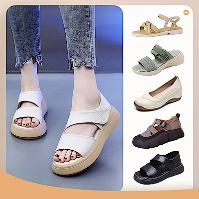 【LN】現+預 戶外休閒厚底涼鞋 涼拖鞋 平底鞋(女鞋/休閒/舒適/涼鞋)