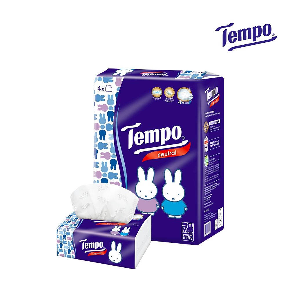 Tempo Miffy 限定版 4層加厚輕巧包面紙 天然無香 90抽x4包x10串/箱