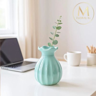 【Floral M】法式海洋藍波浪陶瓷迷你小花瓶(花瓶/插花/玻璃瓶/花器/花盆/陶瓷花瓶/桌面擺飾/居家裝飾)