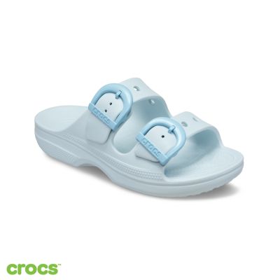 Crocs卡駱馳 (女鞋) 假日女款造型彩扣涼鞋-冰藍色-212867-5EA