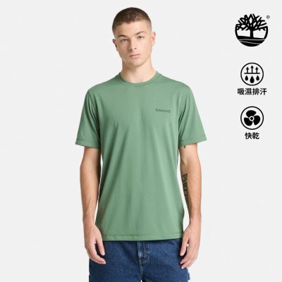 Timberland官方旗艦 男款綠色快乾短袖T恤|A6ASVA6Z