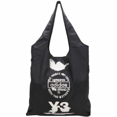 Y-3 山本耀司 Adidas 字母水墨效果印花尼龍直式手提 肩背托特包(黑色)