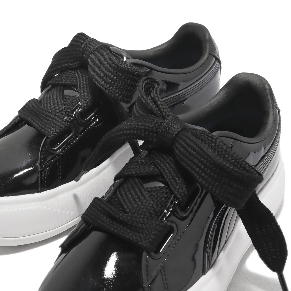 Puma 休閒鞋Suede Mayu Heart Patent 女鞋黑白厚底增高漆皮亮面