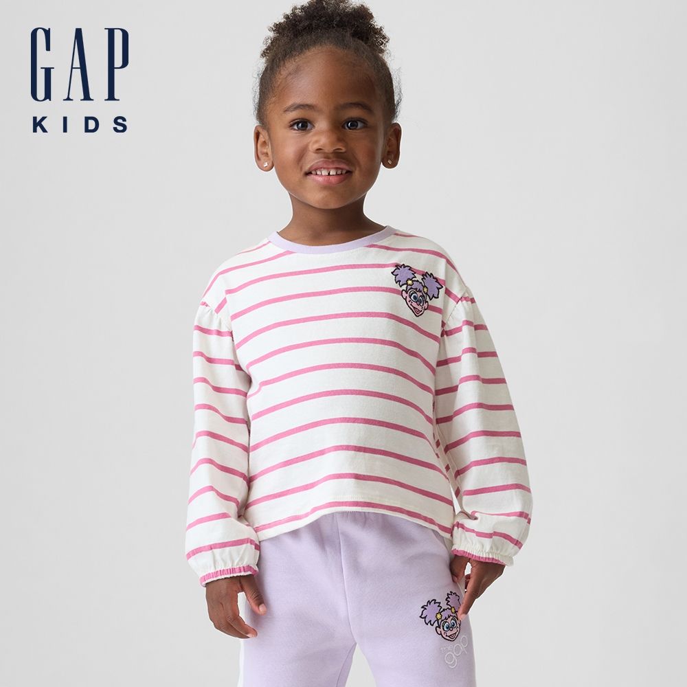 【GAP】Gap × Sesame Street芝麻街嬰兒及幼兒條紋T恤-淡紫色(912871) (淡紫色)