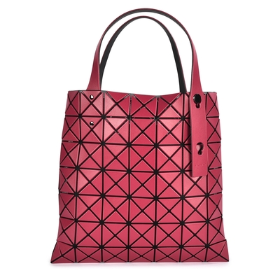 ISSEY MIYAKE 三宅一生BAOBAO PRISM MATTE 霧面方格7x7透光手提包-酒紅色