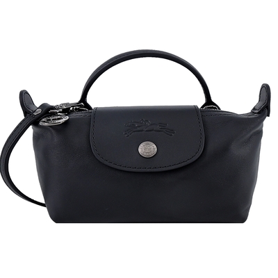 LONGCHAMP LE PLIAGE XTRA系列牛皮化妝/斜背包(迷你/黑)