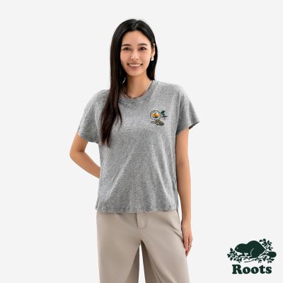 Roots 女裝- NATURE CLUB  PATCHES 短袖上衣-灰色