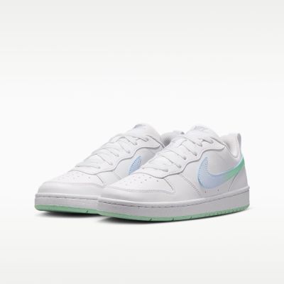 NIKE 休閒鞋 女鞋 大童 運動鞋 COURT BOROUGH LOW FADE GS 白灰綠 IQ6529-100 (2K2261)