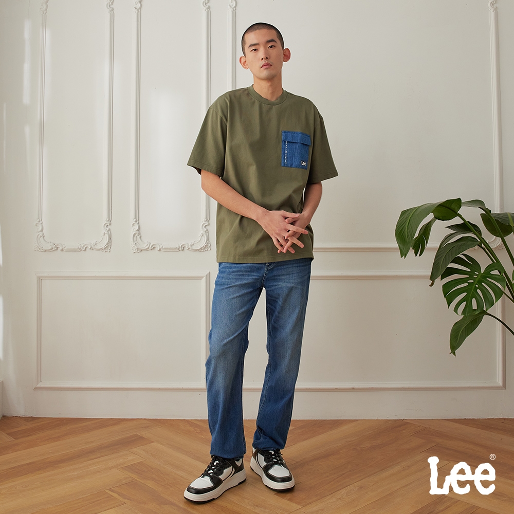 Lee 男款 753 舒適中腰直筒牛仔褲 涼感 JADE::AIR系列 中藍洗水