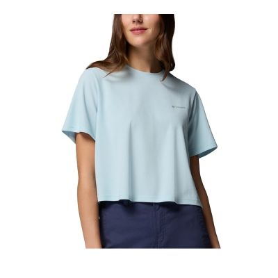 【Columbia 哥倫比亞】女款-涼感快排短袖上衣-Chill Creek Pique SS Tee-晴空藍(UAR74920HO/KS)