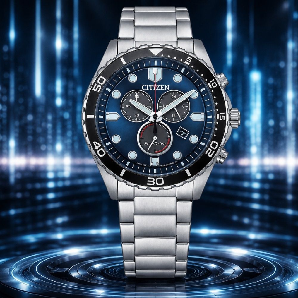 CITIZEN 星辰 光動能 三眼計時光動能腕錶 AT2560-84L 禮物