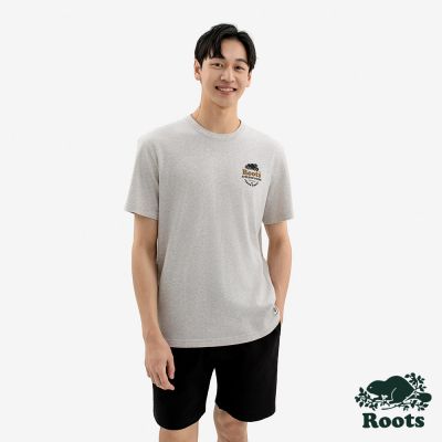 Roots男裝-HERITAGE AG CLASSIC 短袖上衣-米白混色