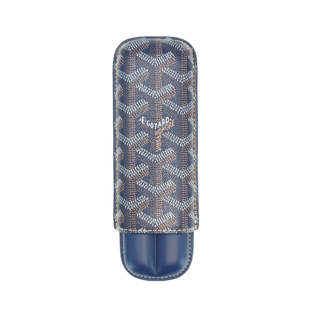 Goyard Churchill 兩支皮革雪茄盒(深藍)