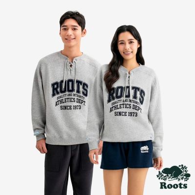 Roots中性-HERITAGE ATHLETICS SPORTS 圓領上衣-混色灰