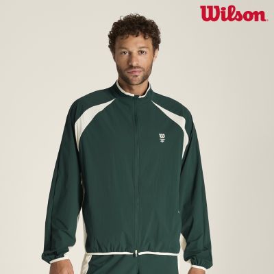 【Wilson威爾森】Classic Warm-Up Jacket Pine Grove 男款 服飾 外套 綠色 WN00078E040001