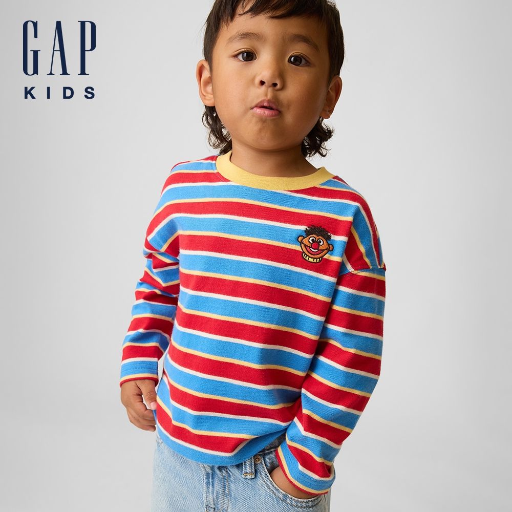 【GAP】嬰兒及幼兒Gap × Sesame Street芝麻街ErnieT恤-紅藍條紋(915354) (紅藍條紋)