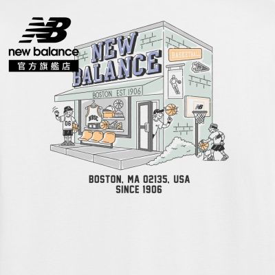 【New Balance】NBBOY籃球店短T_男性_白灰色_MT6100NNWT