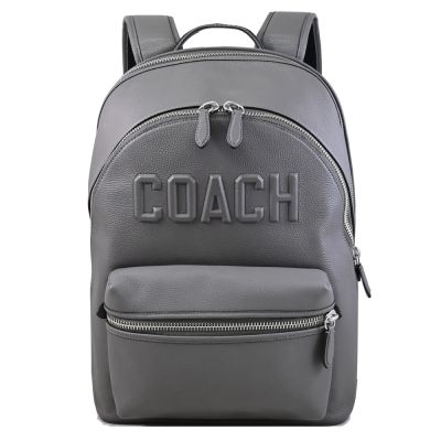 COACH CHARTER 品牌立體LOGO商旅雙層拉鍊後背包(灰)
