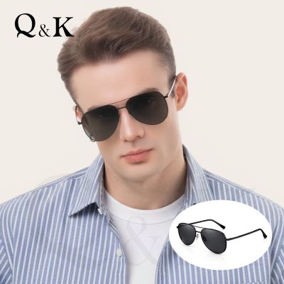 【Q&K】尊曜飛行員偏光墨鏡｜墨曜黑｜頂級輕量記憶金屬｜抗UV400・防眩光｜沉穩奢雅質感