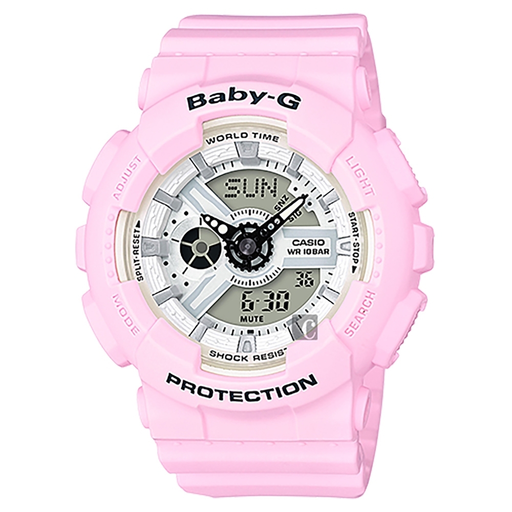 CASIO 卡西歐 Baby-G 粉嫩雙顯錶 七夕寵愛季 送禮推薦-粉紅 BA-110BE-4ADR