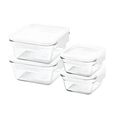 Glasslock 強化玻璃微波烤箱兩用大視窗保鮮盒((買1組送1組共8入)(2款任選)