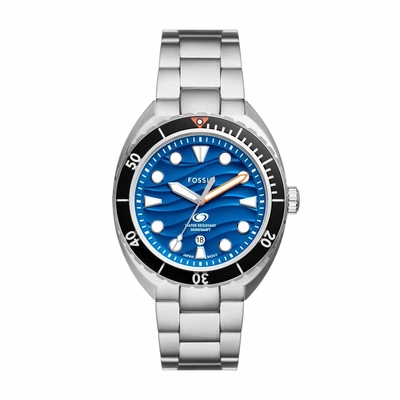 FOSSIL 簡約潮流時尚腕錶-銀X藍-FS6064-44mm