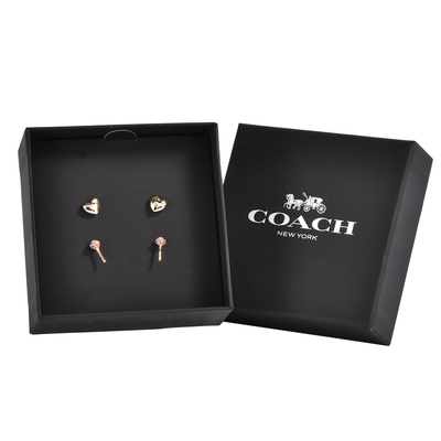 COACH 限量禮盒 愛心與棒棒糖造型穿式雙件套裝組-金/粉紅色
