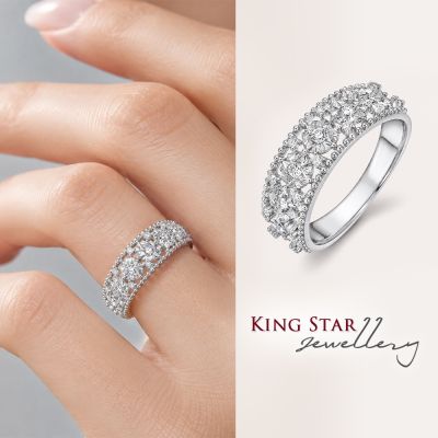 King Star 天然鑽石戒指 最白D色 滿鑽星河 設計