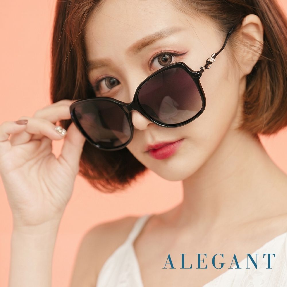 ALEGANT典雅精緻金屬設計尊尚黑寶麗來偏光墨鏡│UV400太陽眼鏡│露營用品│時尚穿搭