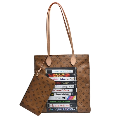 LV Louis Vuitton路易威登 M45198 經典CARRY IT系列Monogram Reverse帆布肩背托特包