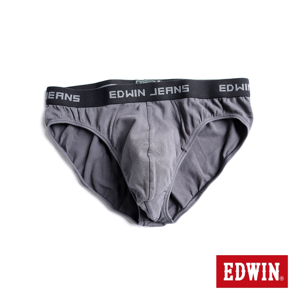 EDWIN 男裝 彈性貼身純棉三角內褲-灰色