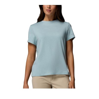 Columbia 哥倫比亞 女款-防曬UPF50快排短袖上衣-Parsons Point SS Logo Tee-晴空藍(UAR57150HO/KS)