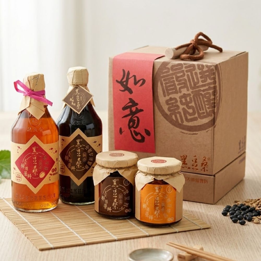 黑豆桑 如意四入禮盒組(豆瓣醬/黑豆豉/缸底醬油/梅子淳))