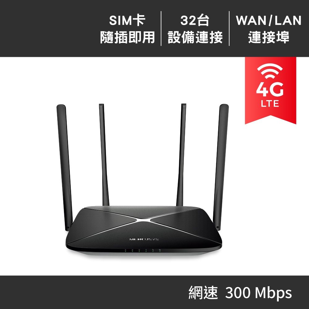 Mercusys 水星MB115-4G 分享器300Mbps 無線路由器Wi-Fi 分享器4G LTE 路由器SIM卡隨插即用| 分享器/路由器|  Yahoo購物中心